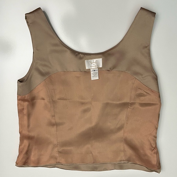 Vintage VIE by Victoria Royal Women's Taupe Shell Crop Lined Side-Zip Sz 10 - Picture 11 of 13